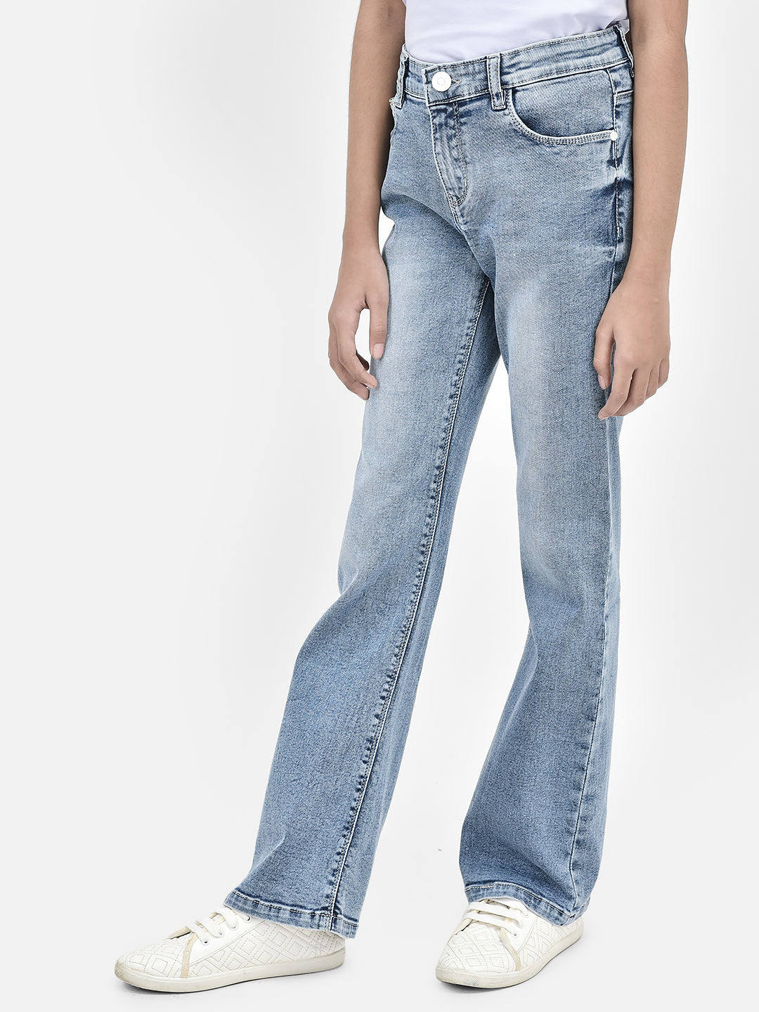 Blue Bootcut Stretchable Jeans-Girls Jeans-Crimsoune Club