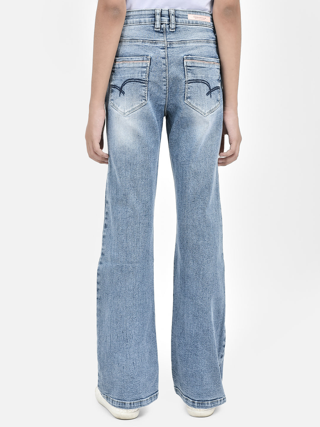 Blue Bootcut Stretchable Jeans-Girls Jeans-Crimsoune Club