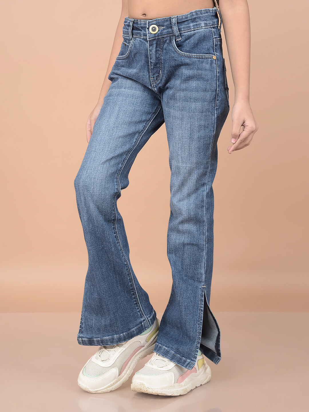 Blue Light-Fade Boot Cut Jeans-Girls Jeans-Crimsoune Club