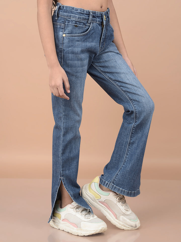 Blue Light-Fade Boot Cut Jeans-Girls Jeans-Crimsoune Club