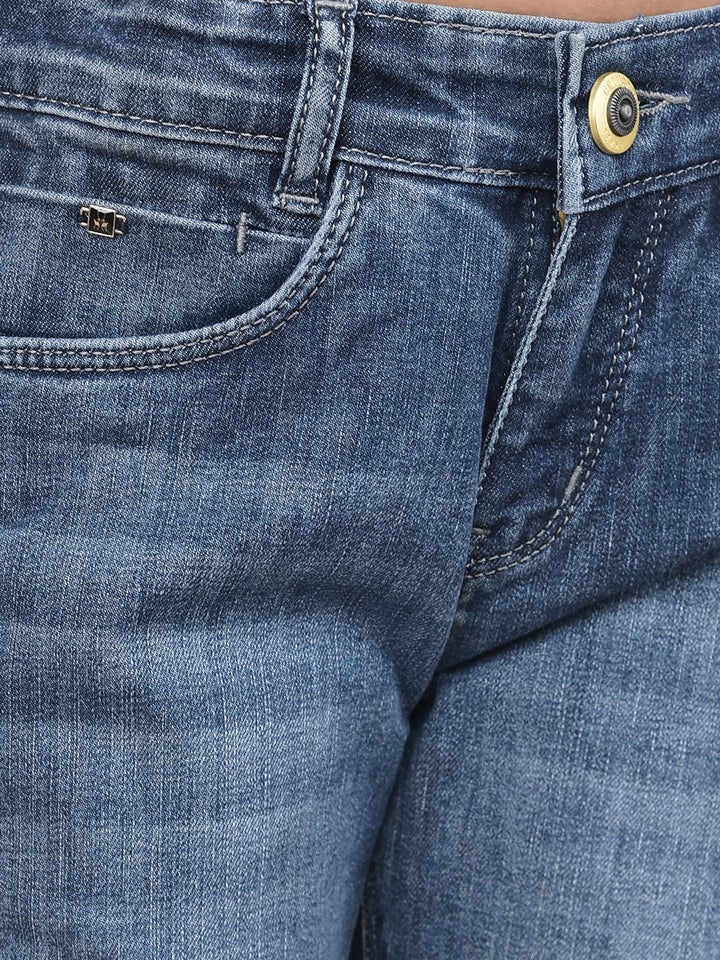 Blue Light-Fade Boot Cut Jeans-Girls Jeans-Crimsoune Club