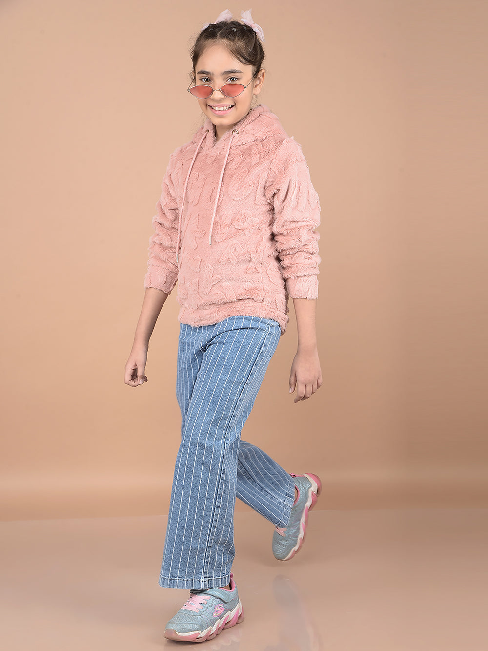 Striped Bootcut Jeans-Girls Jeans-Crimsoune Club