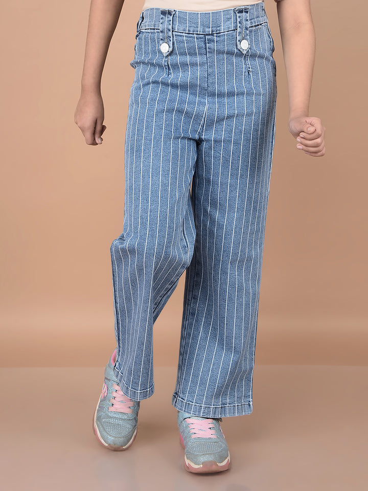 Striped Bootcut Jeans-Girls Jeans-Crimsoune Club