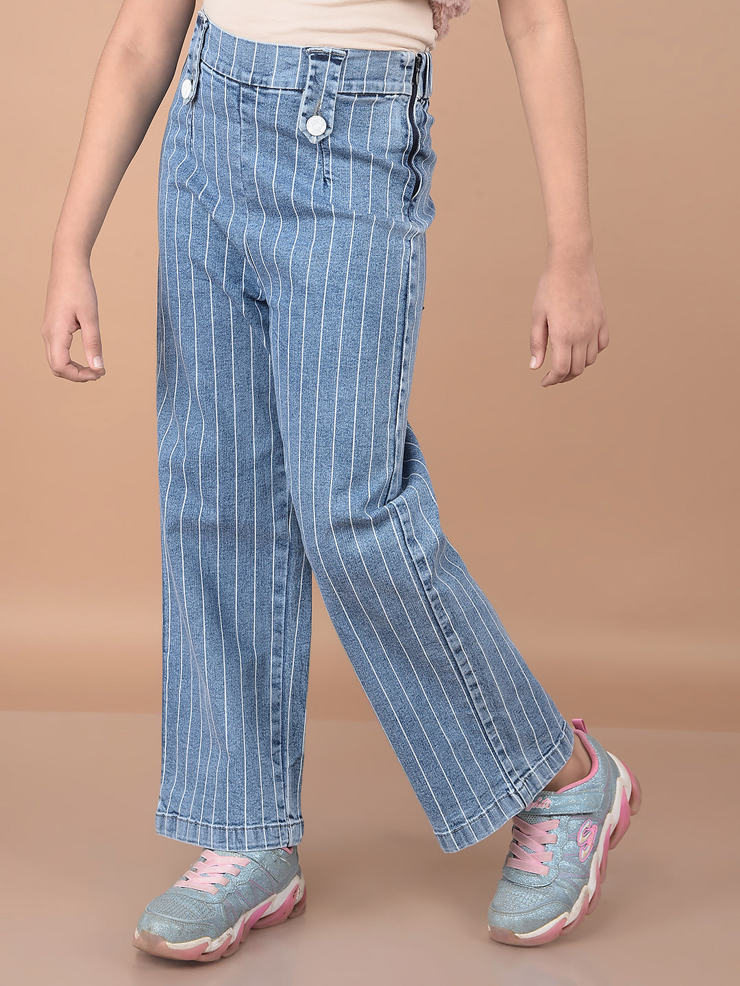 Striped Bootcut Jeans-Girls Jeans-Crimsoune Club