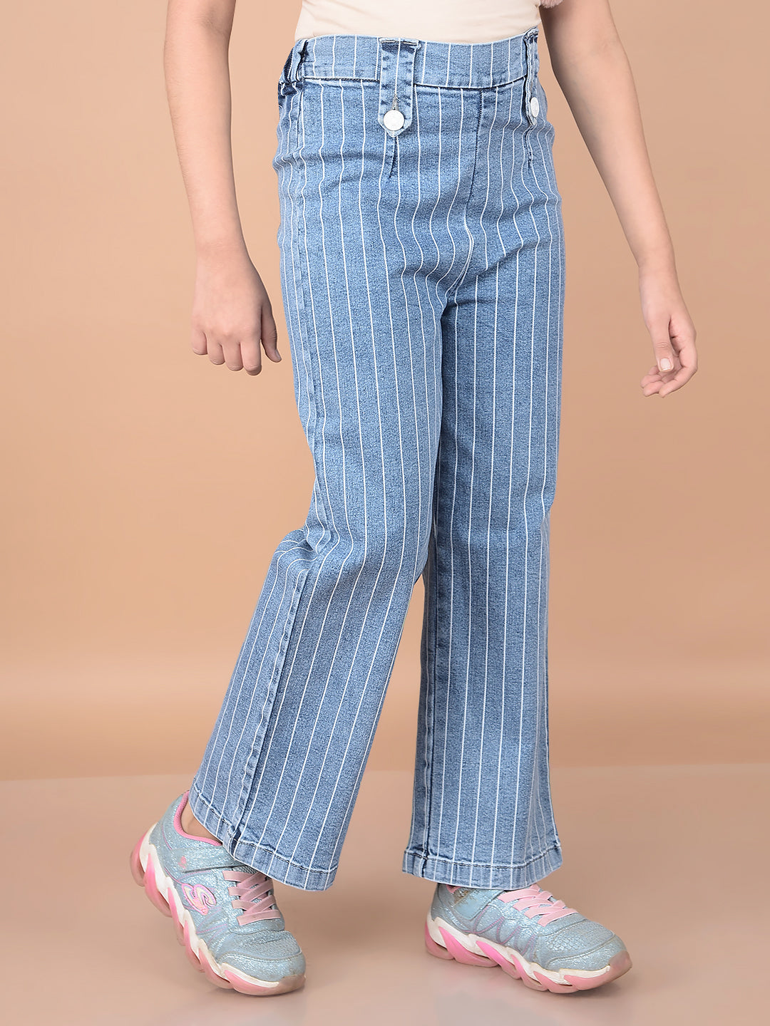 Striped Bootcut Jeans-Girls Jeans-Crimsoune Club