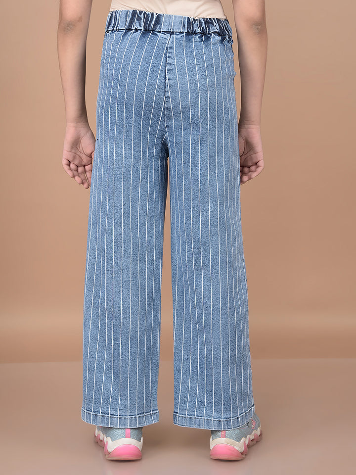 Striped Bootcut Jeans-Girls Jeans-Crimsoune Club