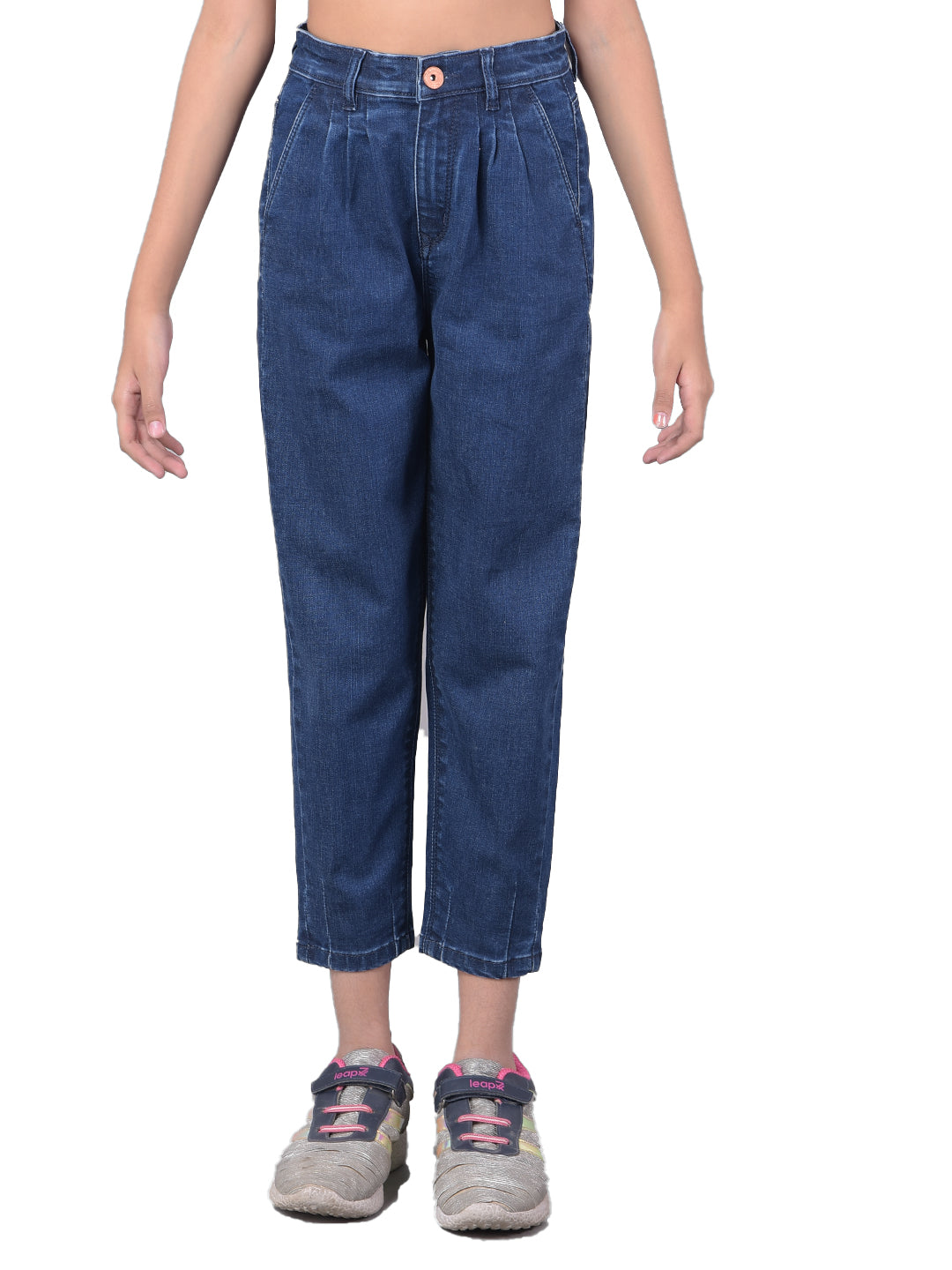 Navy Blue Mom-Fit Jeans-Girls Jeans-Crimsoune Club