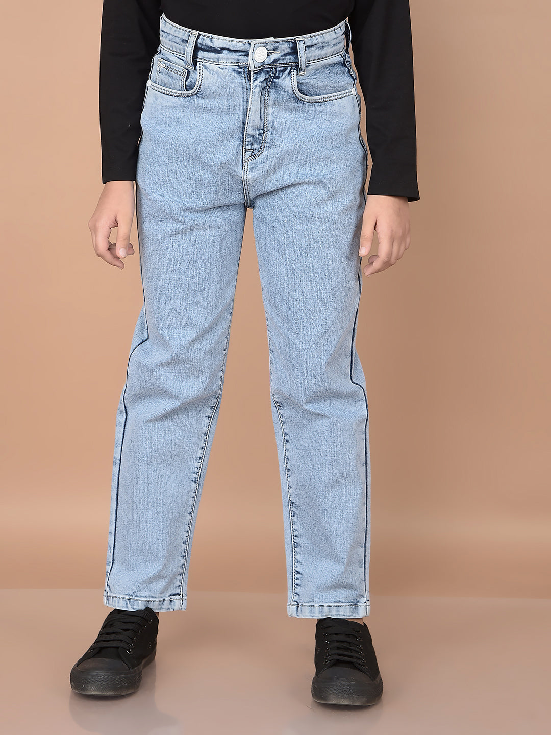 Navy Blue Mom-Fit Jeans-Girls Jeans-Crimsoune Club