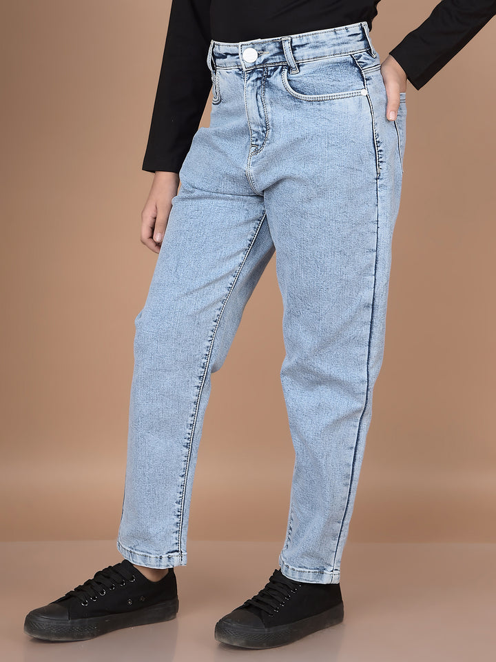 Navy Blue Mom-Fit Jeans-Girls Jeans-Crimsoune Club