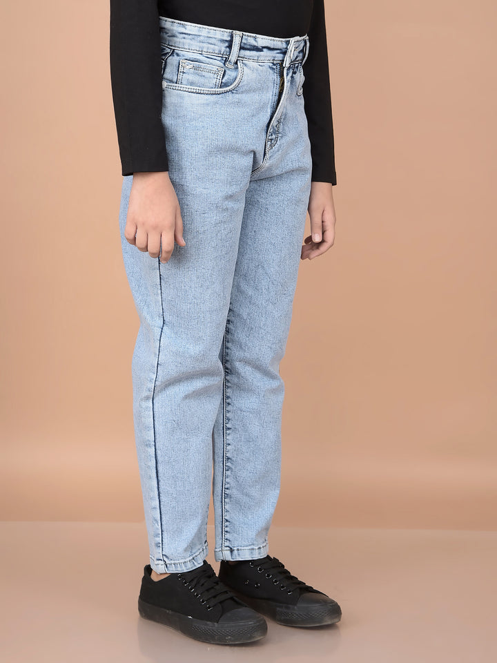 Navy Blue Mom-Fit Jeans-Girls Jeans-Crimsoune Club