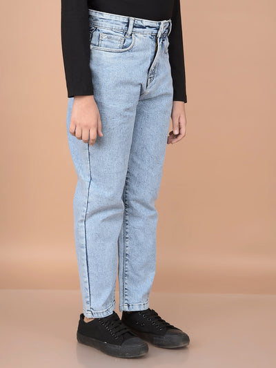 Navy Blue Mom-Fit Jeans-Girls Jeans-Crimsoune Club