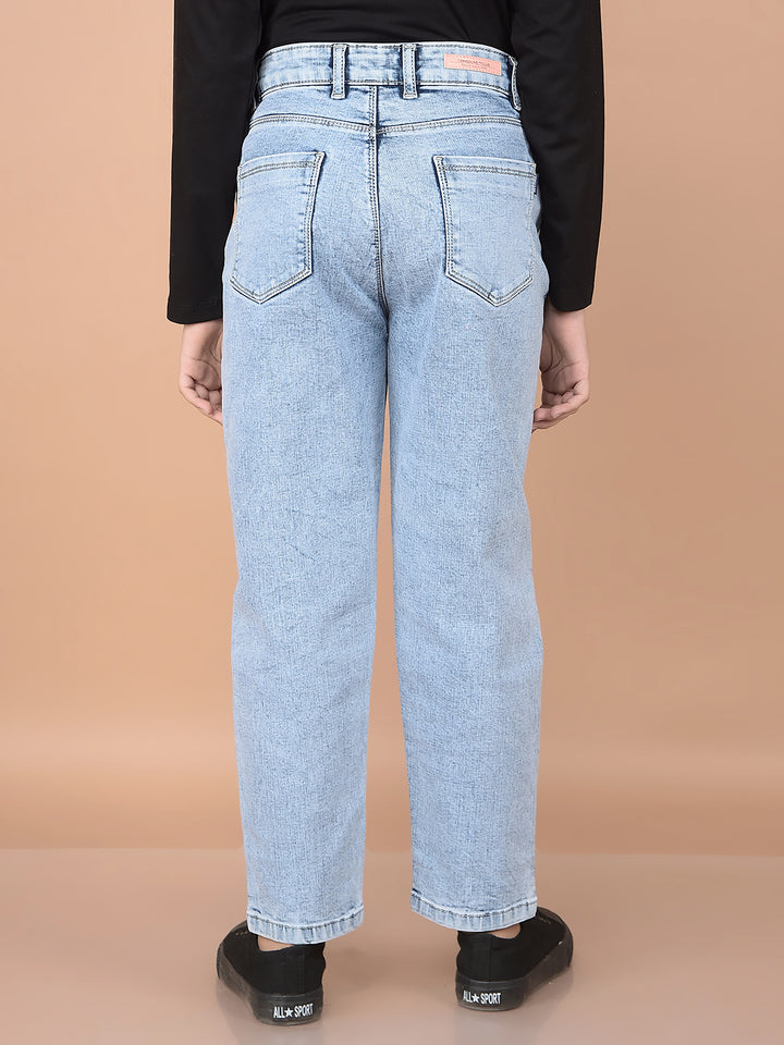 Navy Blue Mom-Fit Jeans-Girls Jeans-Crimsoune Club