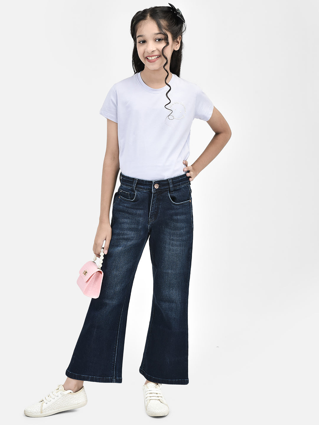 Navy Blue Bootcut Jeans-Girls Jeans-Crimsoune Club