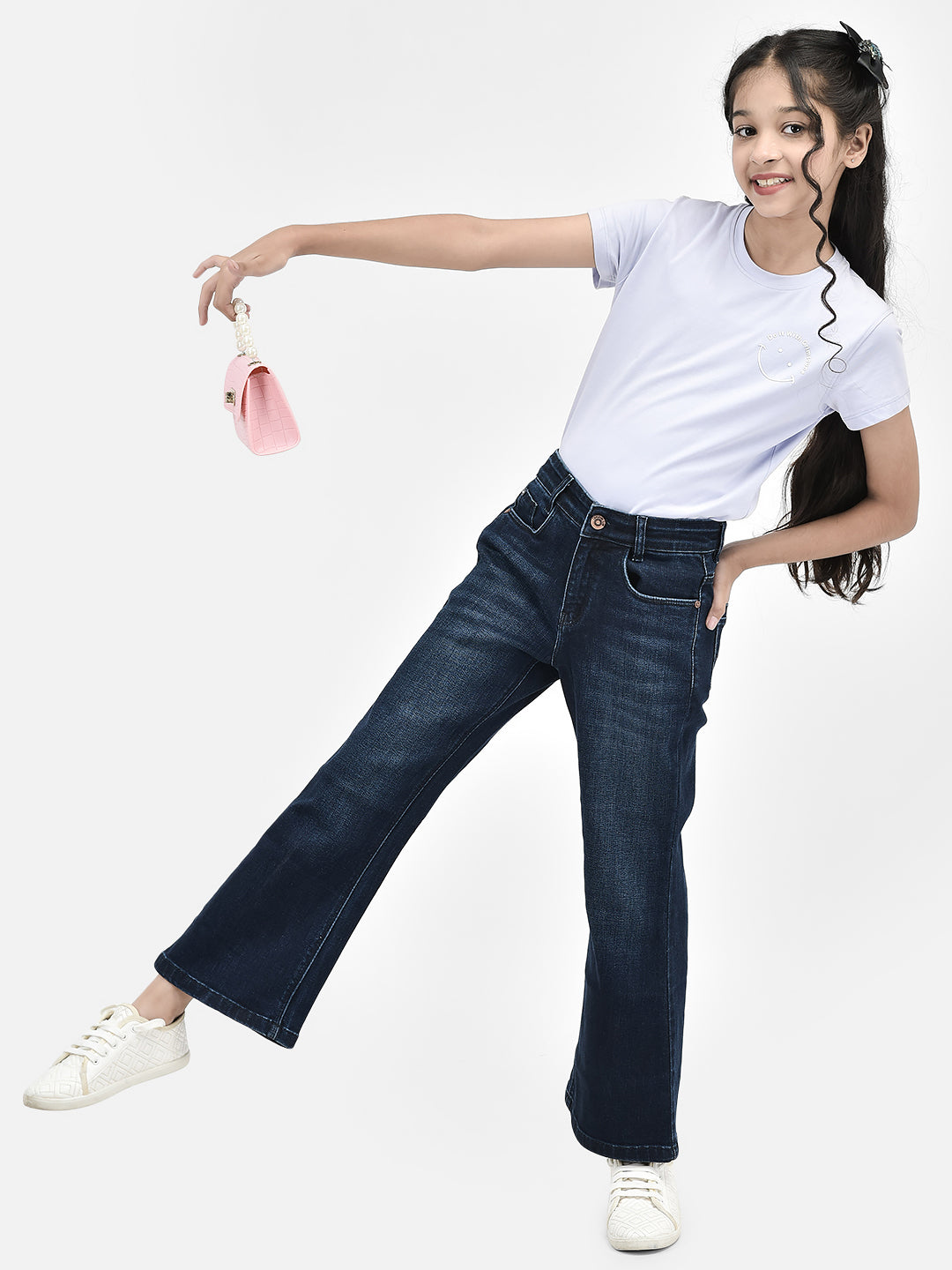 Navy Blue Bootcut Jeans-Girls Jeans-Crimsoune Club