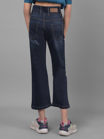 Navy Blue Bootcut Jeans-Girls Jeans-Crimsoune Club