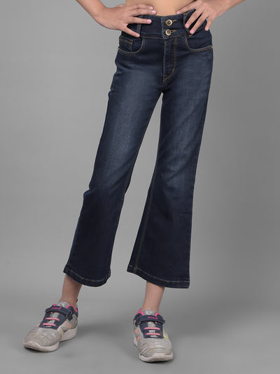 Navy Blue Bootcut Jeans-Girls Jeans-Crimsoune Club