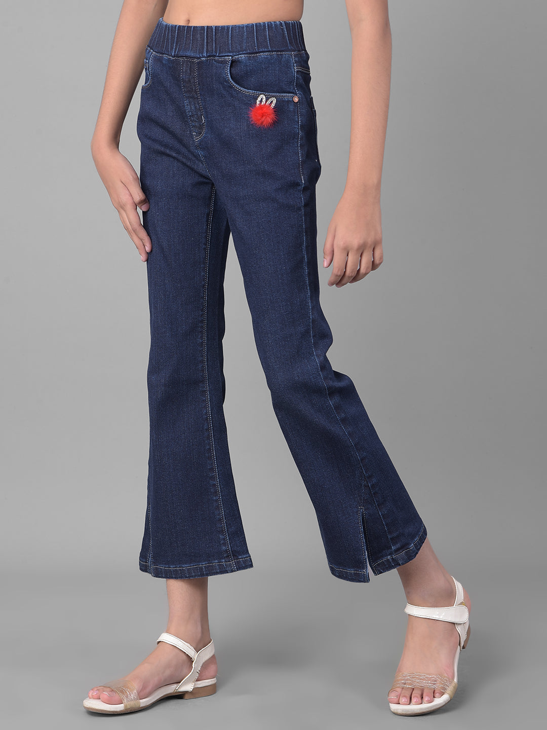 Blue Bootcut Jeans-Girls Jeans-Crimsoune Club