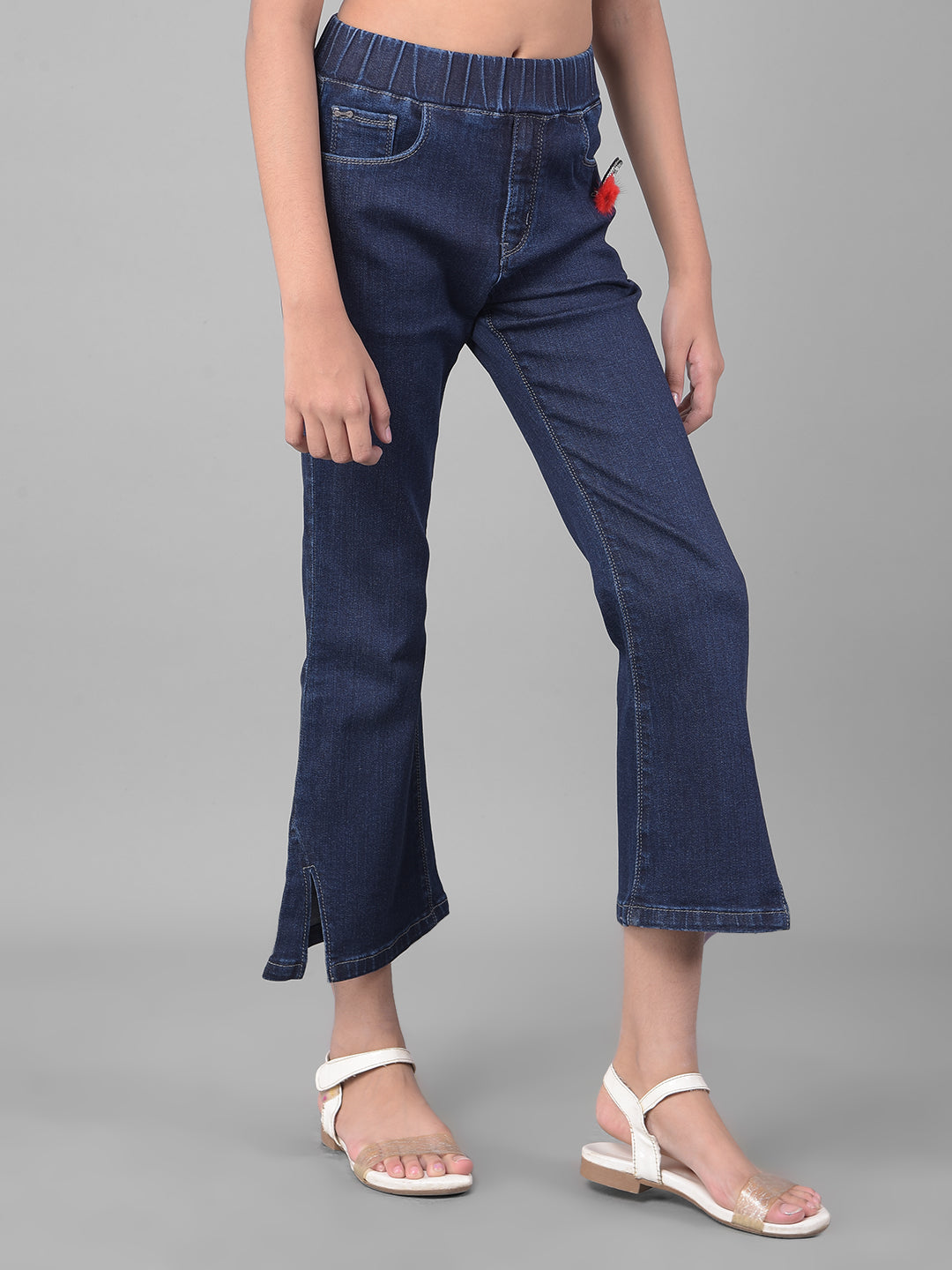 Blue Bootcut Jeans-Girls Jeans-Crimsoune Club