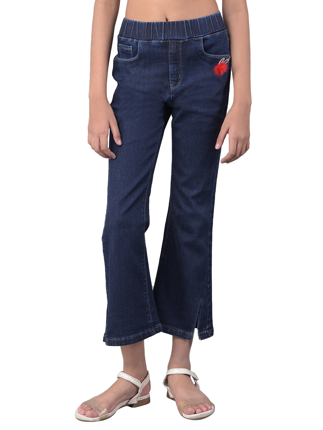 Blue Bootcut Jeans-Girls Jeans-Crimsoune Club