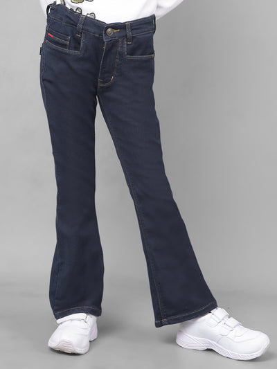 Navy Blue Jeans-Girls Jeans-Crimsoune Club