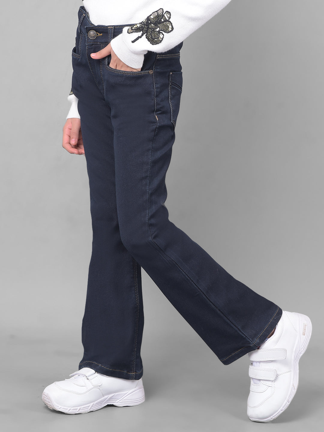 Navy Blue Jeans-Girls Jeans-Crimsoune Club