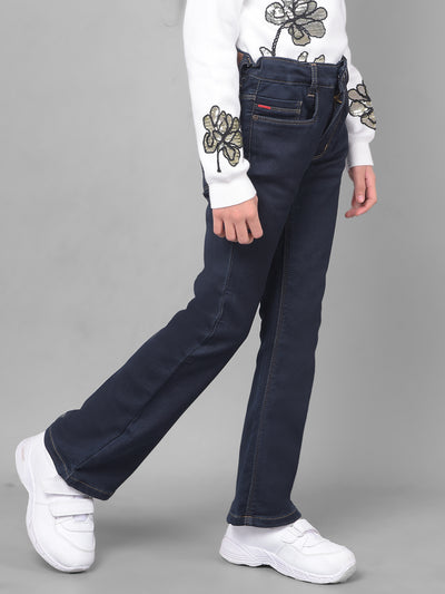 Navy Blue Jeans-Girls Jeans-Crimsoune Club