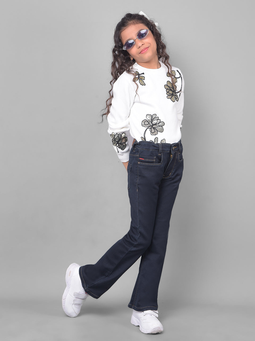 Navy Blue Jeans-Girls Jeans-Crimsoune Club