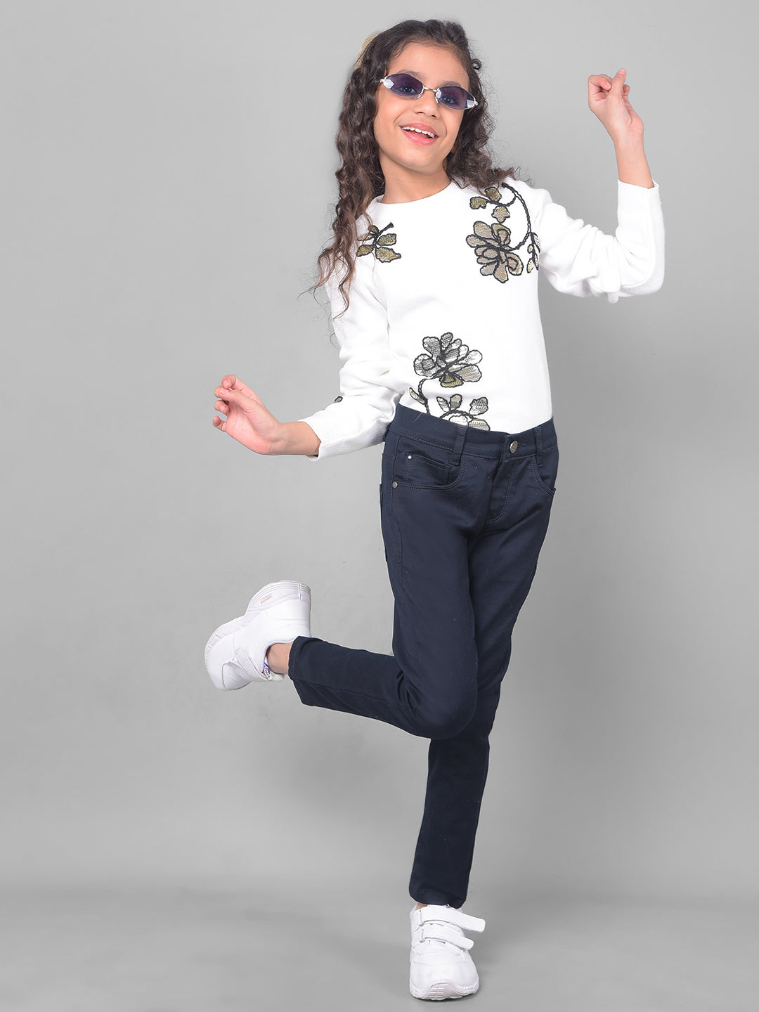 Navy Blue Jeans-Girls Jeans-Crimsoune Club