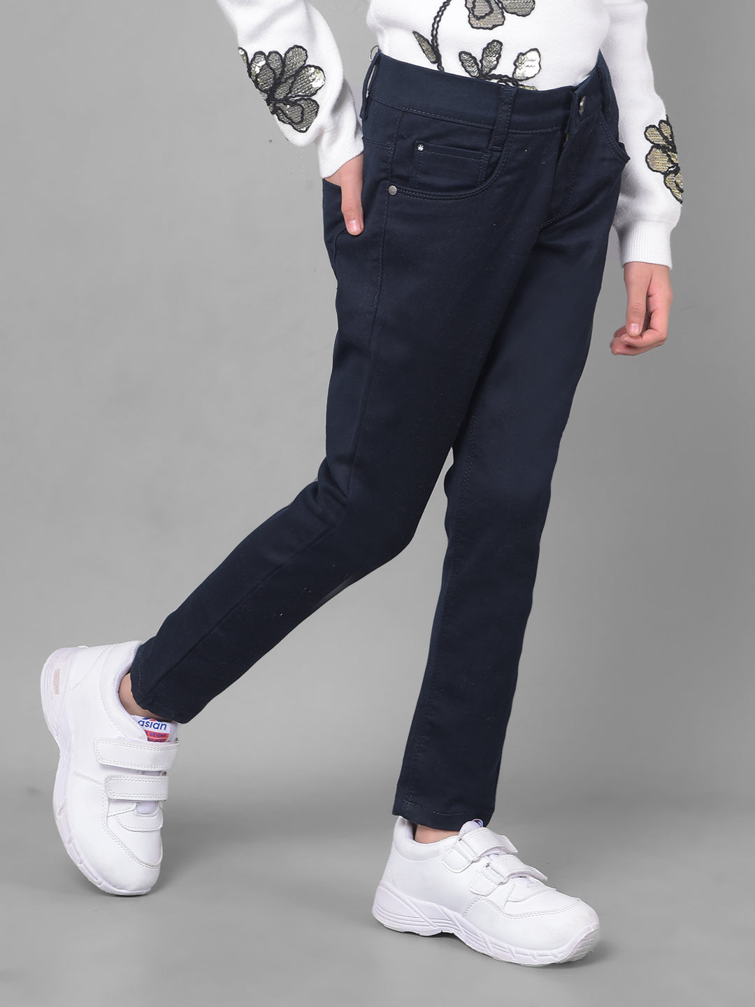 Navy Blue Jeans-Girls Jeans-Crimsoune Club