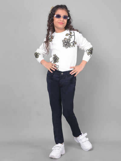 Navy Blue Jeans-Girls Jeans-Crimsoune Club