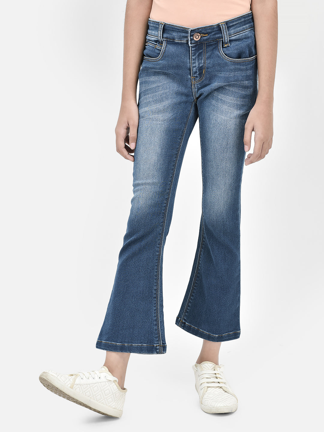 Blue Bootcut Jeans-Girls Jeans-Crimsoune Club