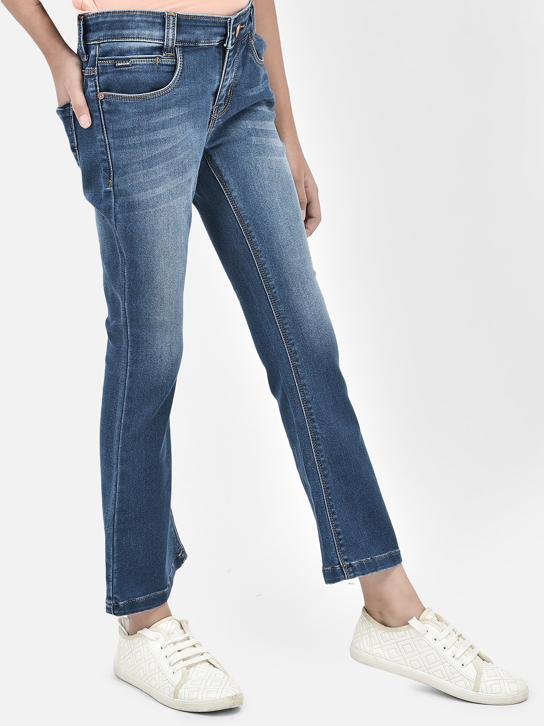 Blue Bootcut Jeans-Girls Jeans-Crimsoune Club