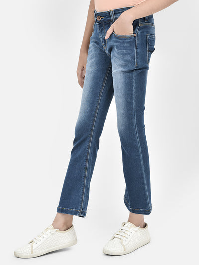 Blue Bootcut Jeans-Girls Jeans-Crimsoune Club