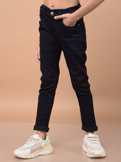 Navy Blue Ankle Fit Jeans-Girls Jeans-Crimsoune Club