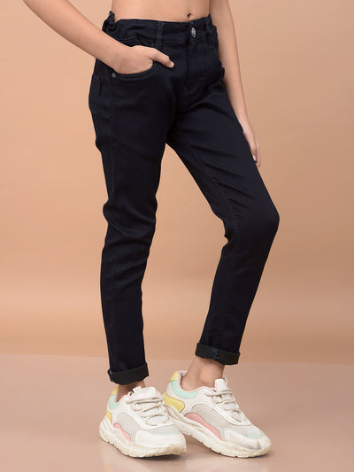 Navy Blue Ankle Fit Jeans-Girls Jeans-Crimsoune Club