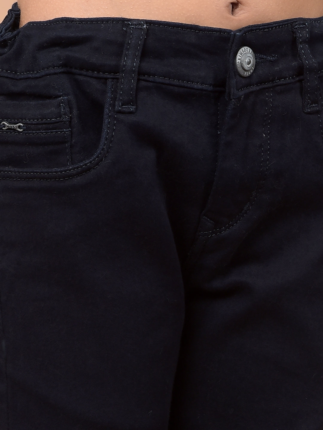 Navy Blue Ankle Fit Jeans-Girls Jeans-Crimsoune Club