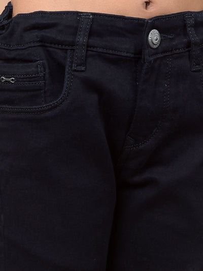 Navy Blue Ankle Fit Jeans-Girls Jeans-Crimsoune Club