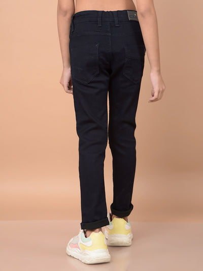 Navy Blue Ankle Fit Jeans-Girls Jeans-Crimsoune Club