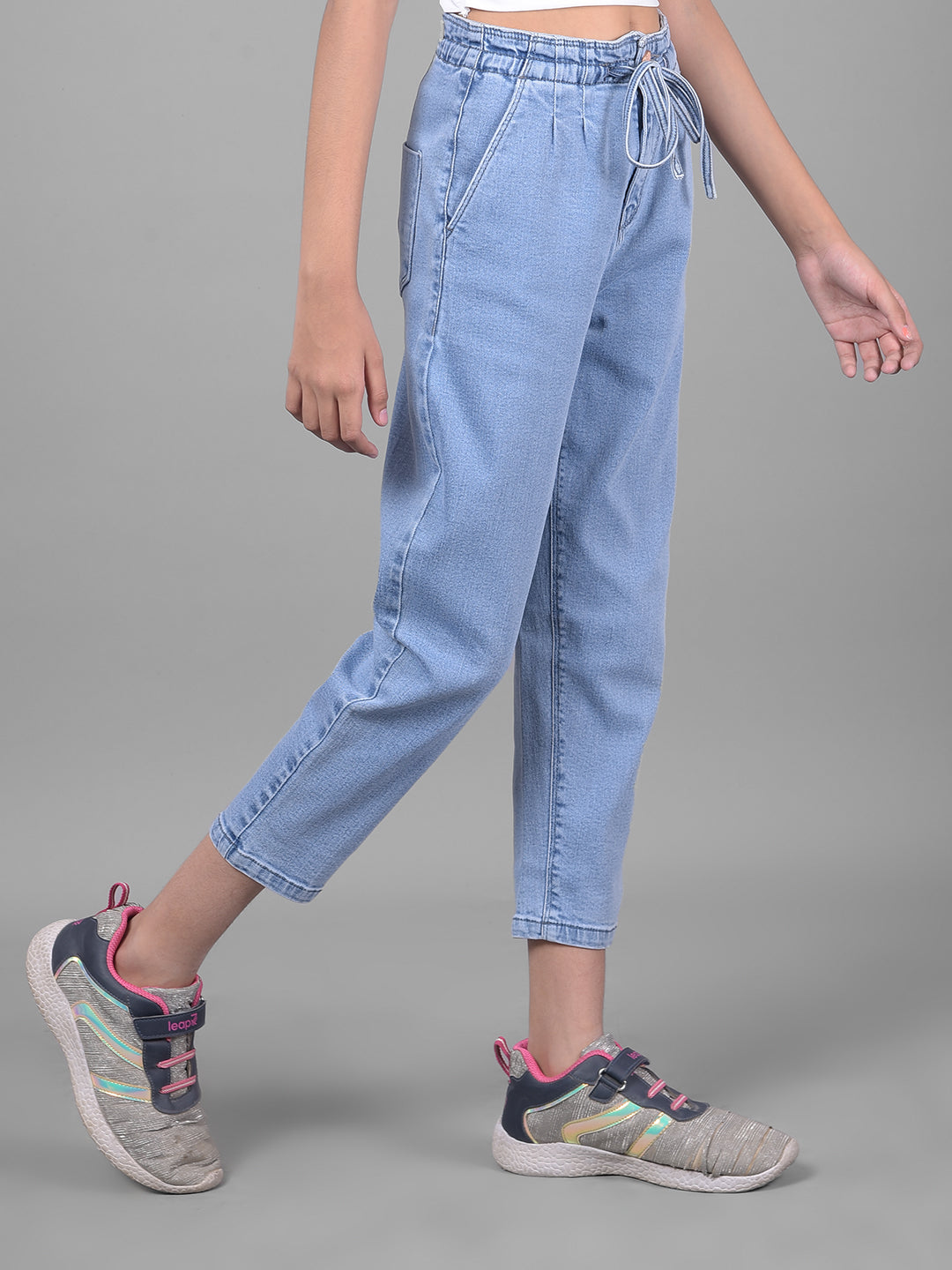 Blue Mom-Fit Jeans-Girls Jeans-Crimsoune Club