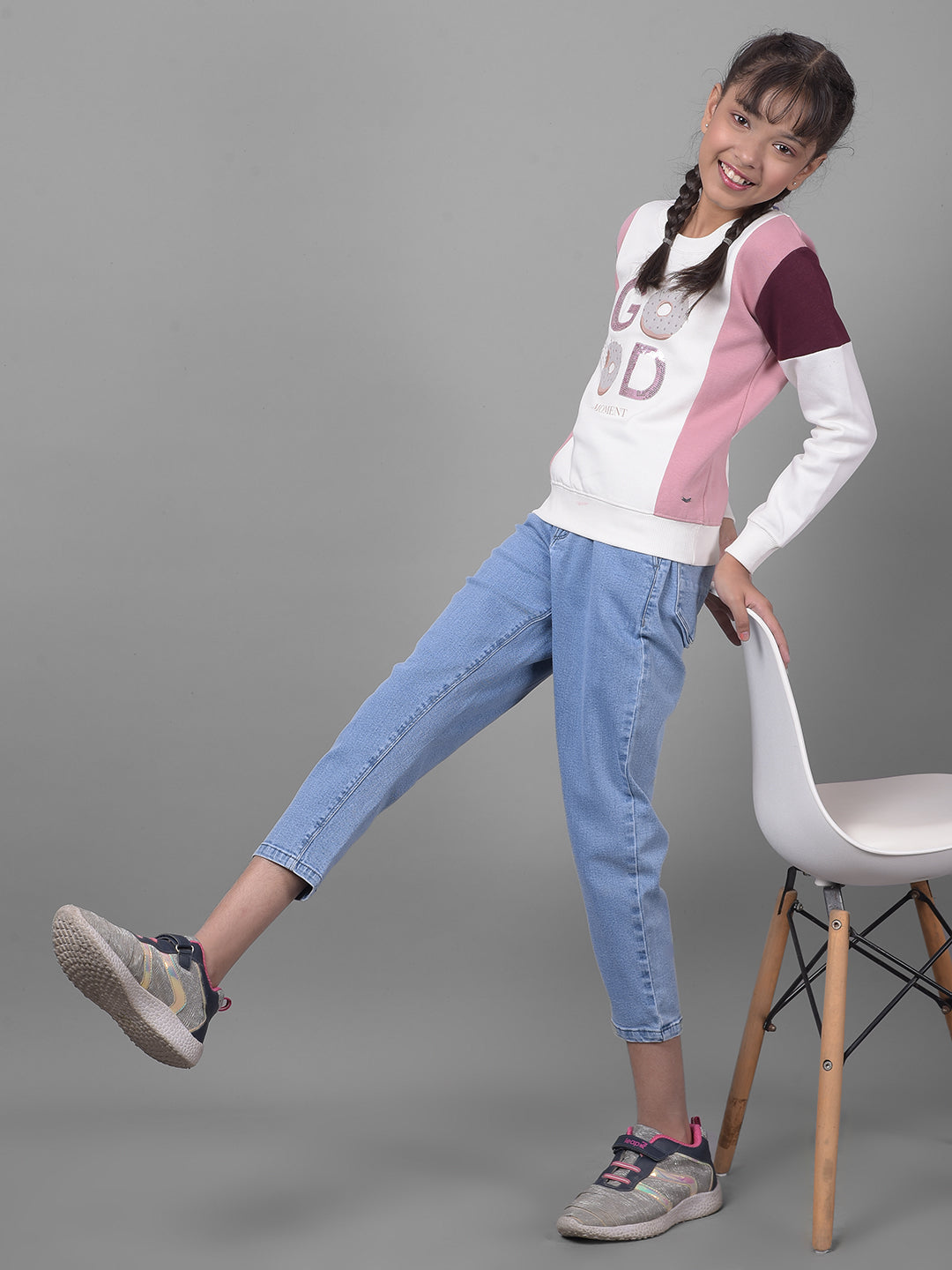 Blue Mom-Fit Jeans-Girls Jeans-Crimsoune Club