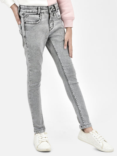 Grey Skinny Jeans-Girls Jeans-Crimsoune Club