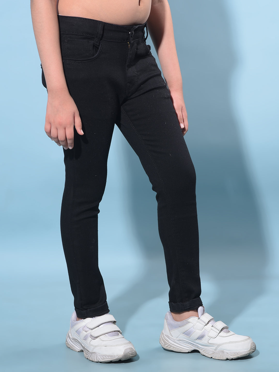 Black Skinny Cotton Jeans-Girls Jeans-Crimsoune Club