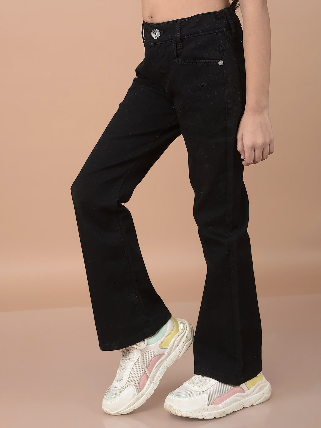 Black Bootcut Jeans-Girls Jeans-Crimsoune Club