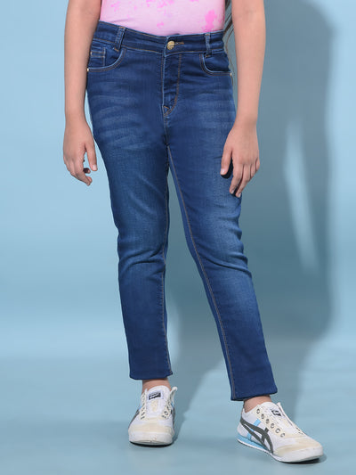 Blue Skinny High-Waist Jeans-Girls Jeans-Crimsoune Club