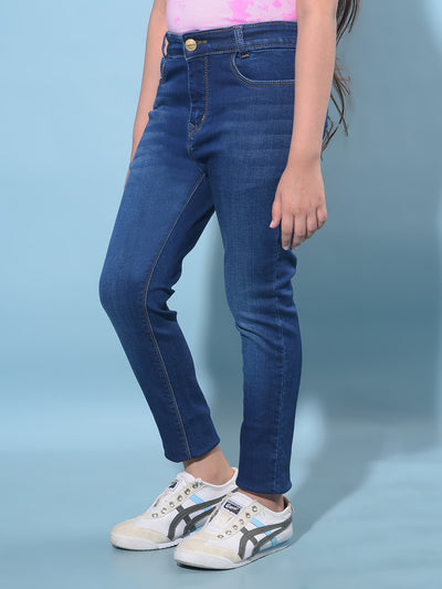 Blue Skinny High-Waist Jeans-Girls Jeans-Crimsoune Club