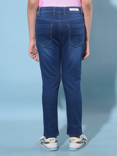 Blue Skinny High-Waist Jeans-Girls Jeans-Crimsoune Club