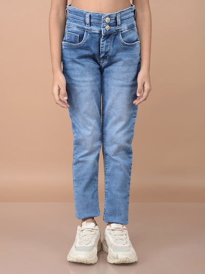 Blue Skinny High-Waist Jeans-Girls Jeans-Crimsoune Club