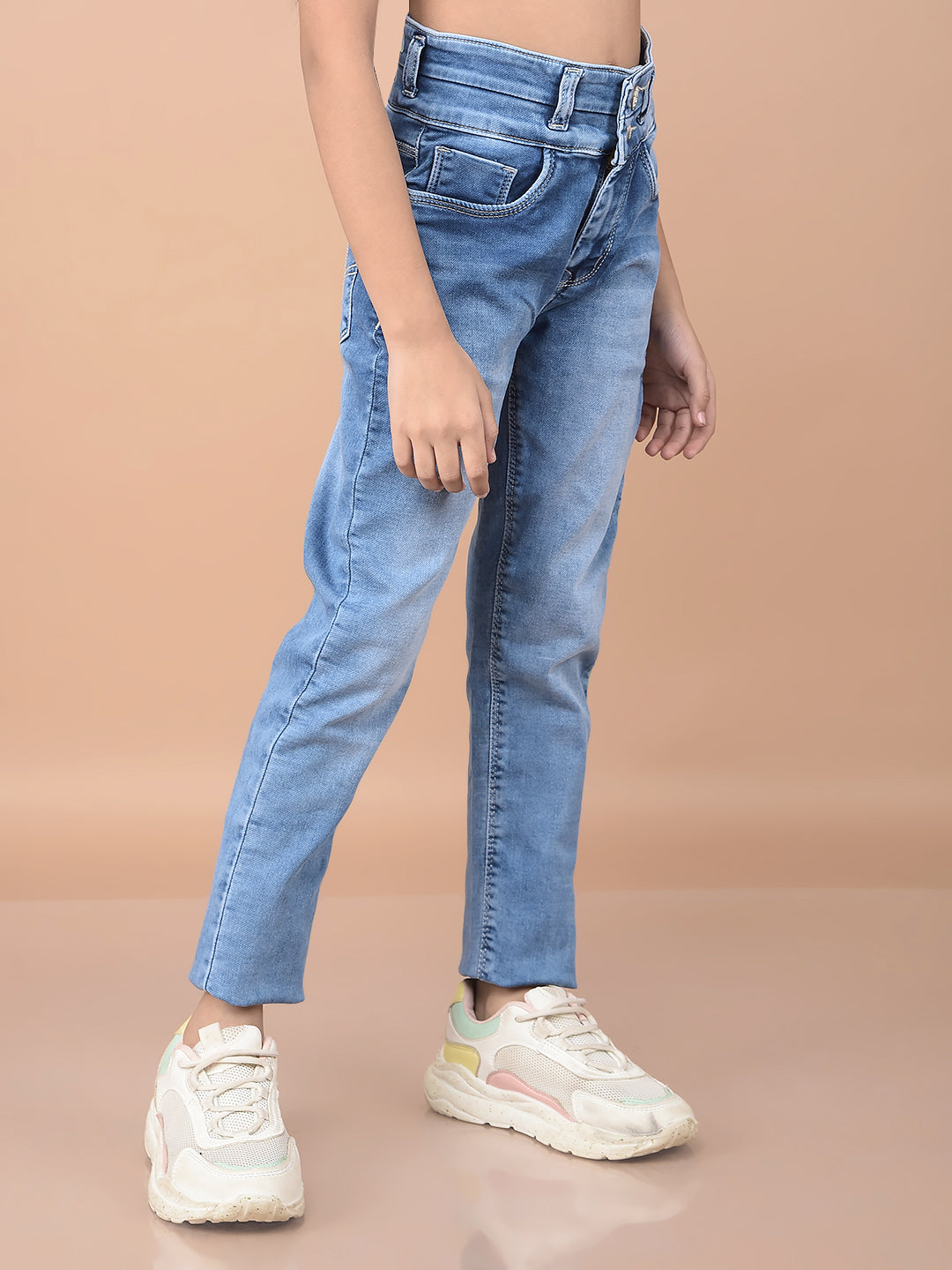 Blue Skinny High-Waist Jeans-Girls Jeans-Crimsoune Club