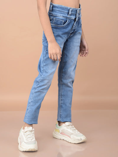 Blue Skinny High-Waist Jeans-Girls Jeans-Crimsoune Club