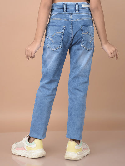 Blue Skinny High-Waist Jeans-Girls Jeans-Crimsoune Club